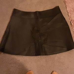 Black soft leather skirt